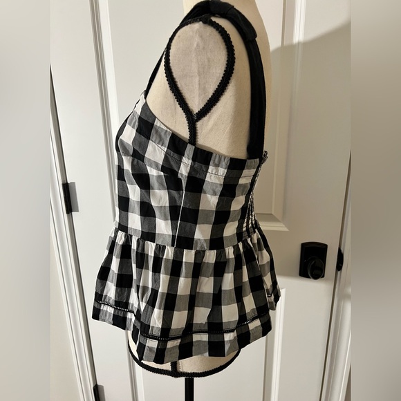 Kate Spade Black and White Gingham Peplum Top Size 8 EUC - Picture 3 of 7